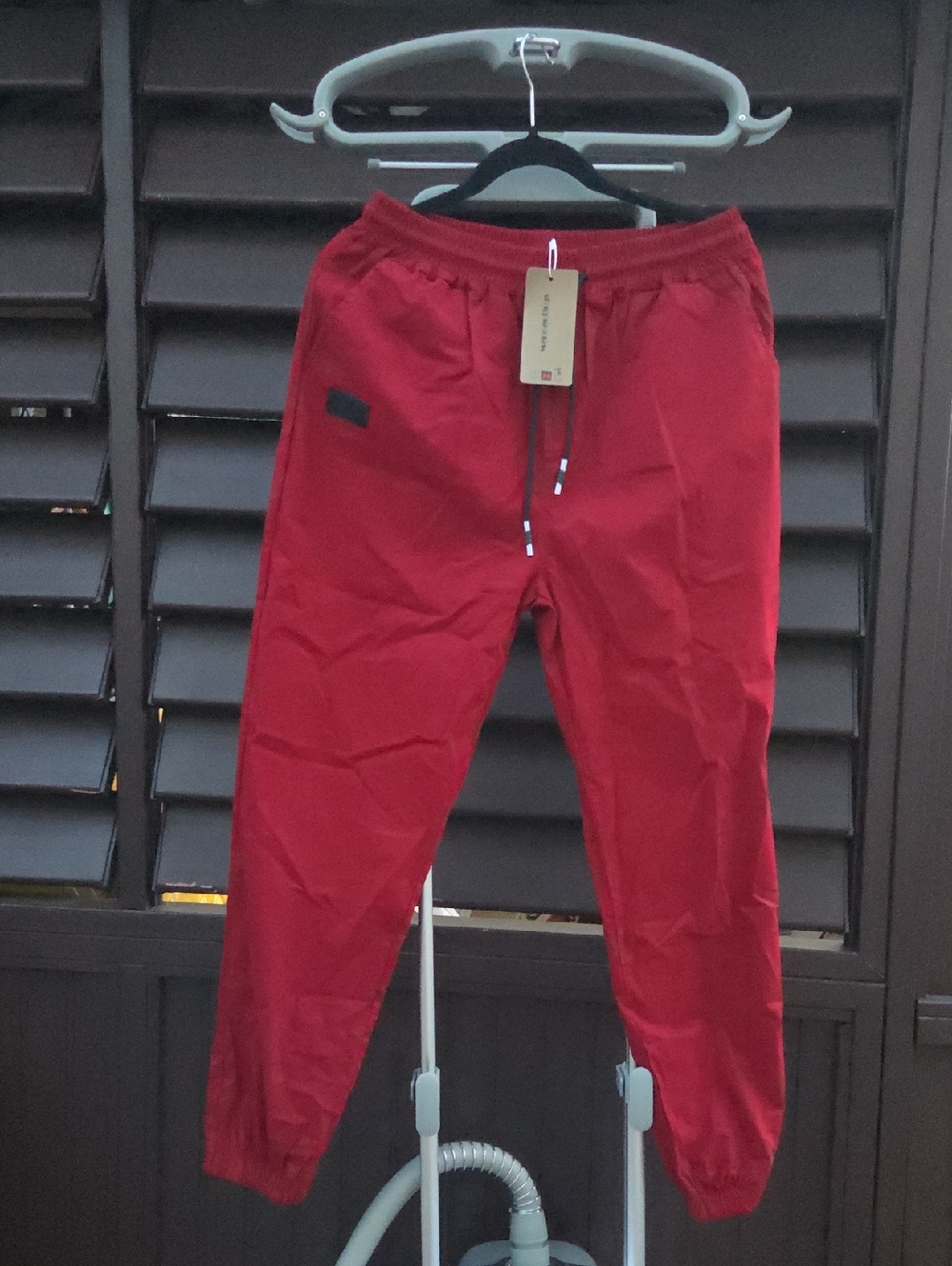 Men's Red Elastic-Waist Jogger Pants